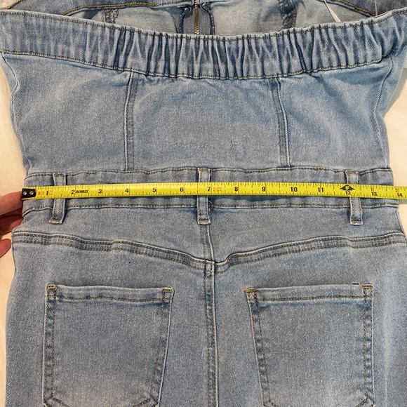 Tube top long pants denim jumpsuit - Picture 6 of 8